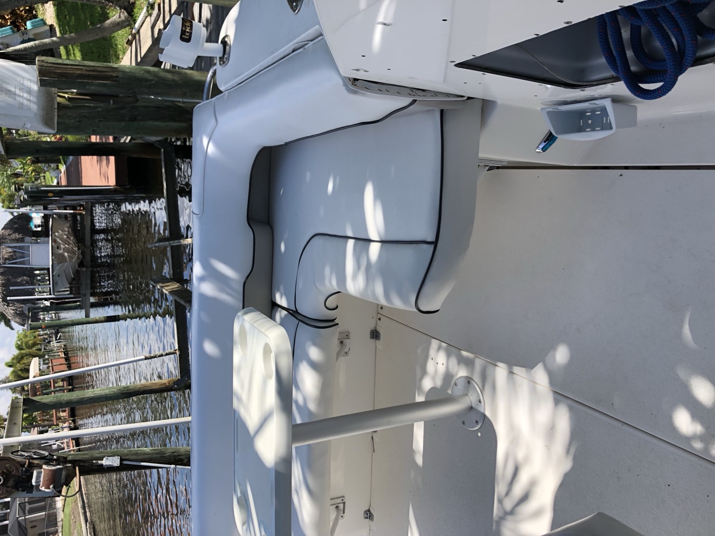 Helm seat rebuilt with marine vinyl