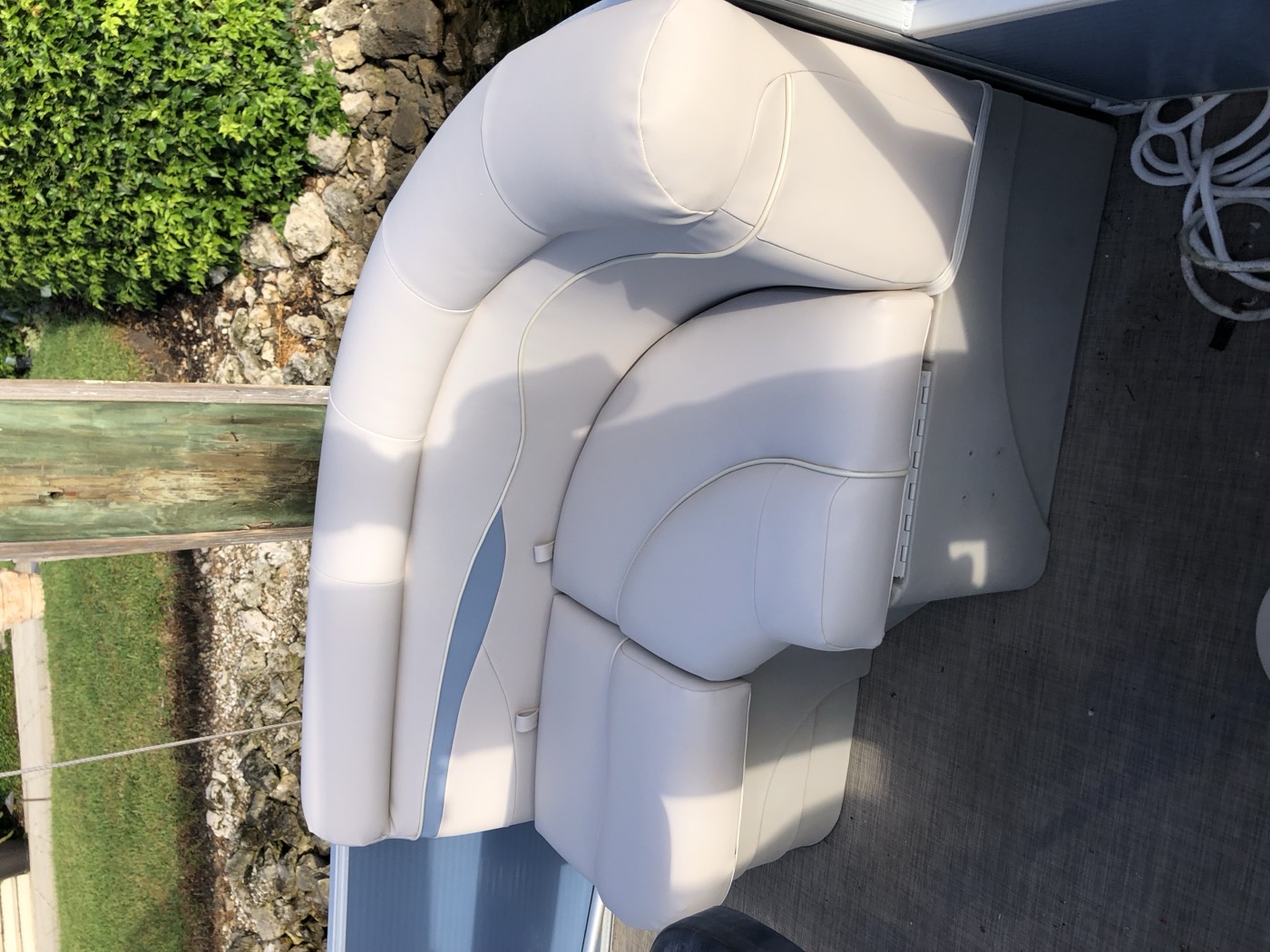 Reupholstered seating group photographed outdoors